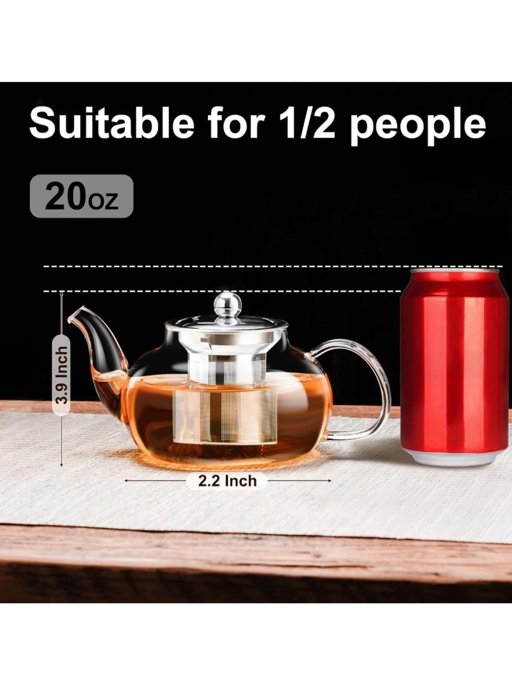 PARACITY Glass Teapot & Blooming Flower Tea (12 Varieties) Stovetop 20 oz 600Ml